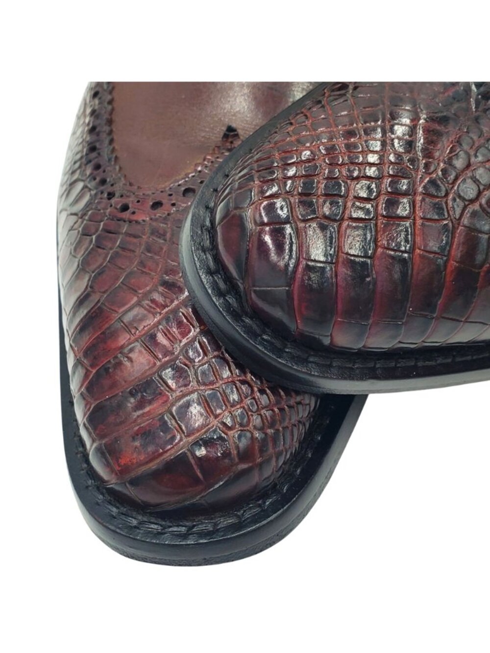 Belvedere Men's size 10 Brown Genuine Alligator wingtip Oxford dress shoes - Picture 4 of 11